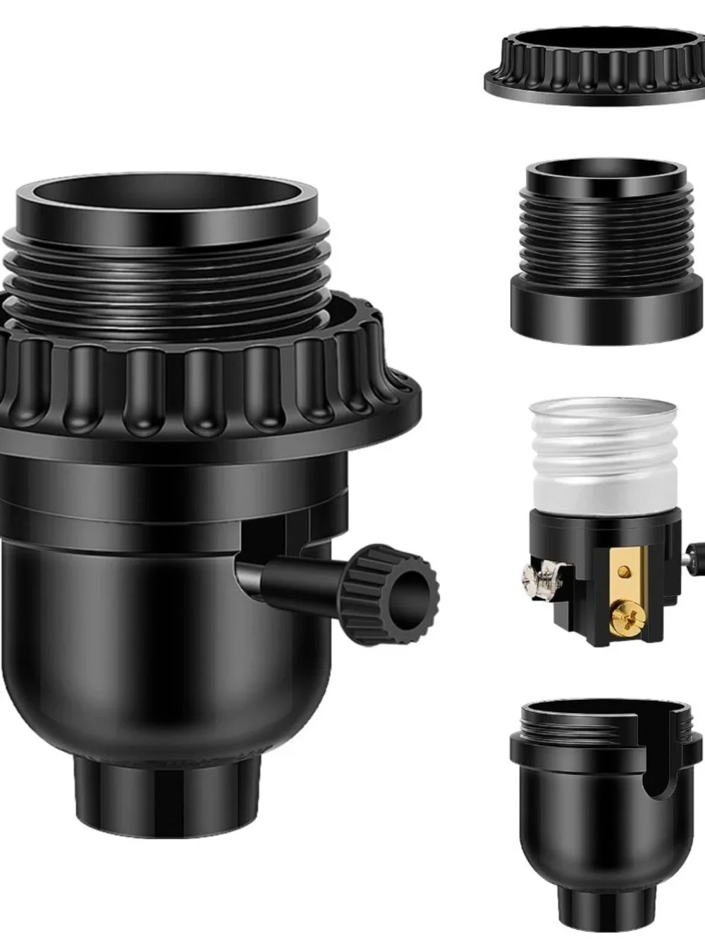 UL Listed E26 Light Socket, Threaded Lamp Socket Replacement with ON/Off Switch